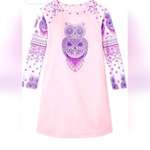 NWT The Children's Place Girls Owl Nightgown, Cameo, Owl. Size 7/8
